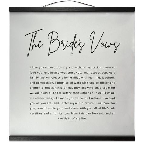 Brides Vows, Bride Vows, Vows Printed, Hanging Decor Wedding, Vows Quotes, Vow Examples, Best Wedding Vows, Wedding Vows Examples, Wedding Vows To Husband