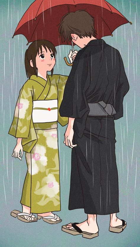 Chihiro meets Kaonashi - I hate rain, but somehow it feels romantic. Where did they go after sharing an umbrella?!! ~.~ Sharing An Umbrella, Ghibli Artwork, Studio Ghibli Art, Ghibli Art, Studio Ghibli, Umbrella, Anime, Art