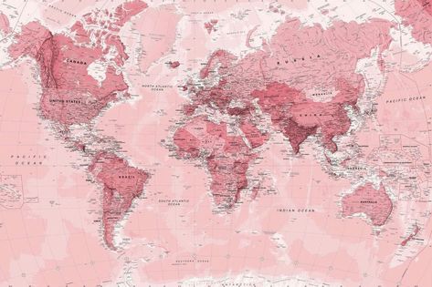 Pink World Map Wallpaper, Pink World Map, Pink Wallpaper Laptop, World Map Mural, Map Wall Mural, Wallpaper Macbook, Wallpaper Estetika, Wallpaper Notebook, Map Murals