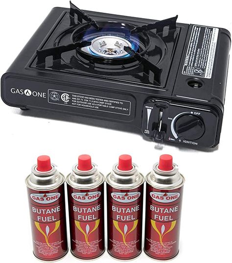 Amazon.com: Gas ONE Butane Gas Stove with 4 Butane Fuel Canister Catridge Home Emergency Kit, Small Bbq, Butane Stove, Portable Gas Stove, Propane Cylinder, Portable Stove, Wilderness Survival, Camping Stove, Survival Prepping