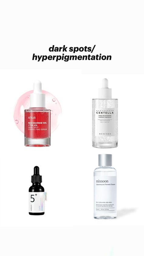 Korean skincare products for hyperpigmentation and dark spots Skincare For Hyperpigmentation, Skincare Products For Hyperpigmentation, Products For Hyperpigmentation, Korean Skincare Products, Korean Skincare, Dark Spots, Skincare Products, Serum, Beauty