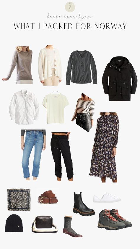 Norway Vacation Outfits, Norway Fall Outfits, Norway Travel Outfits, Norway Style Fashion, Norway Outfit Summer, Norway Outfit Winter, Norway Summer Outfits, Packing For Norway, Norwegian Style Fashion