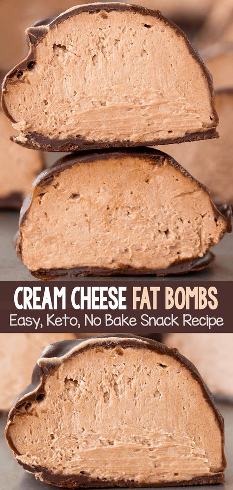 Low Carb Keto Chocolate Cream Cheese Bombs Snack Recipe Keto Chocolate Cream Cheese, Cream Cheese Ball, Chocolate Covered Katie, Sweet Potato Brownies, Keto Cream, Low Carb Cheesecake, Vegan Peanut Butter, Chocolate Cream Cheese, No Bake Snacks