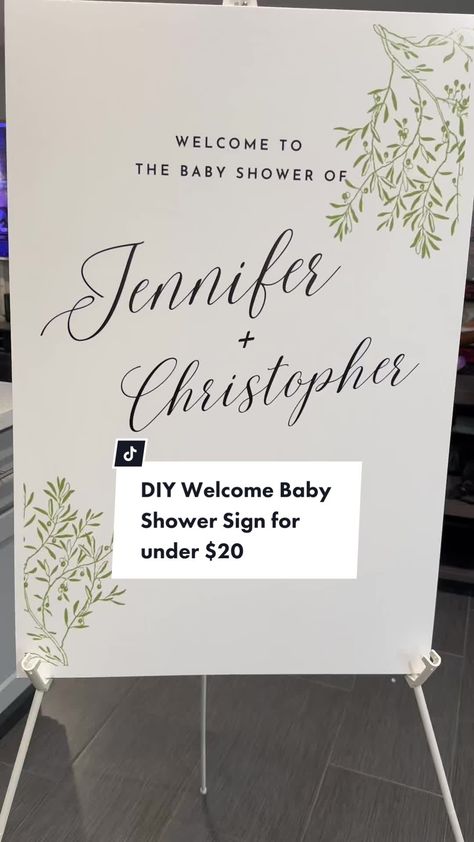 DIY welcome sign for my baby shower for under $20 #babyshowerdiy #baby... | TikTok Diy Baby Shower Signs Entrance, Diy Baby Shower Sign, Cricut Baby Shower Decorations, Welcome Baby Shower Sign, Diy Welcome Sign, Welcome Baby Signs, Cricut Baby Shower, Make Your Own Sign, Baby Theme