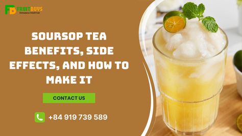 Soursop tea is a herbal tea that is made from the leaves of the soursop plant. Soursop is a tropical fruit that has a sweet and sour taste and a creamy texture. It is also known as Graviola, guanabana, or custard apple. It belongs to the Annona muricata tree, which is native to the tropical... Soursop Plant, Soursop Tea Benefits, Soursop Leaf Tea Benefits, Soursop Bitters Benefits, Soursop Drink Recipe, Benefits Of Soursop Leaves Tea, Soursop Tea, Clove Tea, Custard Apple