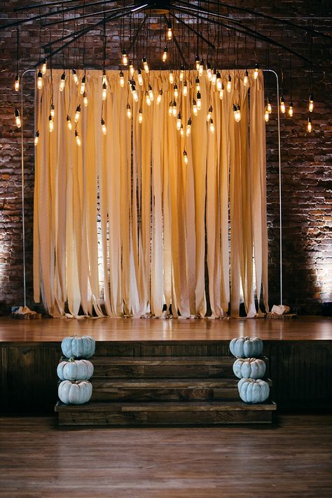 Autumn Industrial Wedding Backdrop Edison Bulb Lighting Wedding, Back Garden Wedding, Pagoda Garden, Ceremony Aisle, Maze Design, Lights Ideas, Church Stage Design, Edison Bulbs, Garden Wedding Decorations