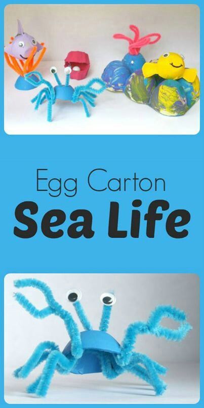 Need to do this! Sea Life Crafts, Craft Brew, Egg Cartons, Egg Carton Crafts, Sea Crafts, Simple Craft, Ocean Crafts, Kids Create, Sea Theme