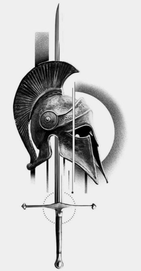 Sparta Tattoo Design, Roman Warrior Tattoo, Viking Helmet Tattoo, Tattoo Courage, Airborne Tattoos, Sparta Tattoo, Helmet Tattoo, Spartan Tattoo, Simple Tattoos For Guys