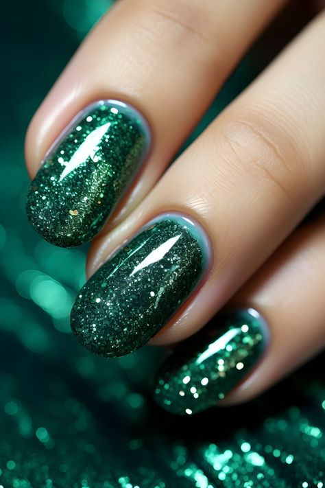 dark green nails, glitter nail ideas, nail design inspo, green sparkle, trendy nails, nail art, nail goals, beauty, nail inspo, nail trends, nail inspiration, nail looks, nail aesthetics, nail obsession, manicure, nailstyle, nail inspo, green nails, glamorous nails, nail love, dark green, nail goals, nail inspo, nail addict, nails 2024 Green Nails Glitter, Nail Inspo Green, Dark Green Nail, Glitter Nail Ideas, Nail Aesthetics, Nail Goals, Dark Green Nails, Glamorous Nails, Nails Glitter