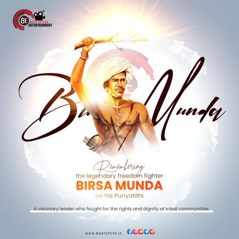 Remembering the legendary freedom fighter Birsa Munda on his Punyatithi - A visionary leader who fought for the rights and dignity of tribal communities. #birsamunda #freedomfighter #punyatithi #leader #rights #dignity #tribal #communities #digitalmedia #ble #beatoflifeentertainment #beatoflife #bleindia #entertainment Jay Johar Photo, Birsa Munda, Chemistry Education, Friendship Quotes Images, Freedom Fighter, Banner Background Images, Banner Background, Freedom Fighters, Quotes Images