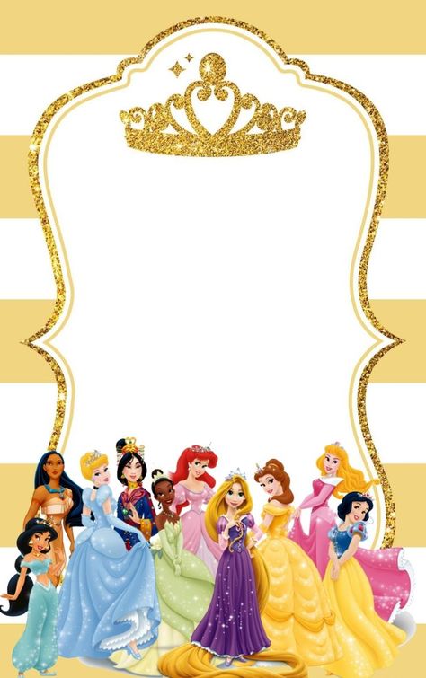 Birthday Invitations Princess, Backgrounds For Invitations, Disney Princess Invitations, Dora Cake, Unique Backgrounds, Princess Party Invitations, Disney Princess Birthday Party, Album Cover Wallpaper Collage, Tema Disney