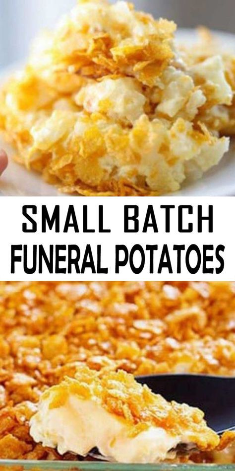 Small Batch Funeral Potatoes - Countsofthenetherworld.com Small Potato Casserole, Small Batch Cheesy Hashbrown Casserole, Small Batch Hashbrown Casserole, Potluck Potatoes, Creamy Cheesy Potatoes, Party Potatoes, Recipe Casserole, Corn Flake, Cheesy Potato Casserole