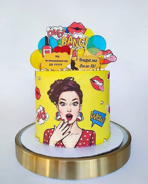 Sweets 🍪 Cakes 🍪 Dreams on Instagram: “Pop Art cake 🎂 Rate this design from 1-10 🥰 -  Follow @baked_goods_and_stuff  Follow @baked_goods_and_stuff  Follow @baked_goods_and_stuff…” Pop Art Cake Ideas, Pop Art Cakes, Food Dessert Recipes, Tooth Party, Food Recipes Dessert, Robinson Club, Baking Recipes Desserts, Vintage Party Ideas, Art Dessert