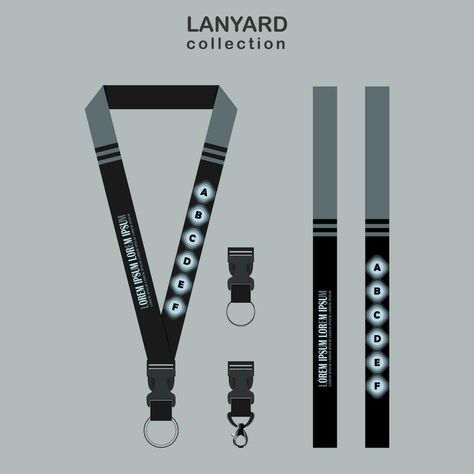 Gray Lanyard Template Set for All Company Lanyard Template, The Gray, Lanyard, Vector Art, Clip Art, Grey, Quick Saves