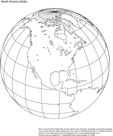 North America printable globe, perfect for a school or craft project. Download and print the royalty free map. Globe Outline Tattoo, Globe Template Free Printable, Globe Map Drawing, Blank World Map Printable Free, Globe Coloring Page, Globe Outline, Map America, Nautical Compass Tattoo, Globe Clipart