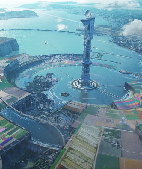 ArtStation - attis city, agriculture capital of the future, Robin Garrett Sci Fi Agriculture, Science Fantasy City, Sci Fi Locations, Futuristic City Cyberpunk, Sci Fi Construction, Future City Concept Art, Futuristic Agriculture, Sci Fi Environment Concept Art, Domed City