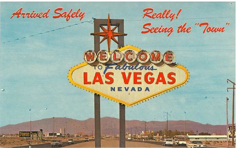 Fabulous Las Vegas sign -- vintage postcard | Flickr - Photo Sharing! Las Vegas Vintage, Vintage Road Trip, Vegas Vintage, Los Vegas, Vegas Tattoo, Vintage Colour Palette, Vintage Las Vegas, Las Vegas Sign, Vegas Sign