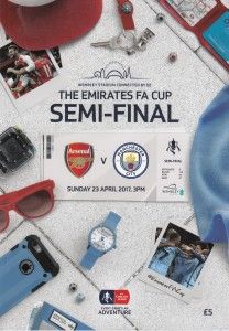 Arsenal 2 Man City 1 aet in April 2017 at Wembley. The programme cover for the FA Cup Semi Final. Arsenal Vs Manchester City, Football Banner, Football Cups, Sports Design Ideas, Fa Cup Final, Sport Poster Design, Everton Fc, Wembley Stadium, Football Program