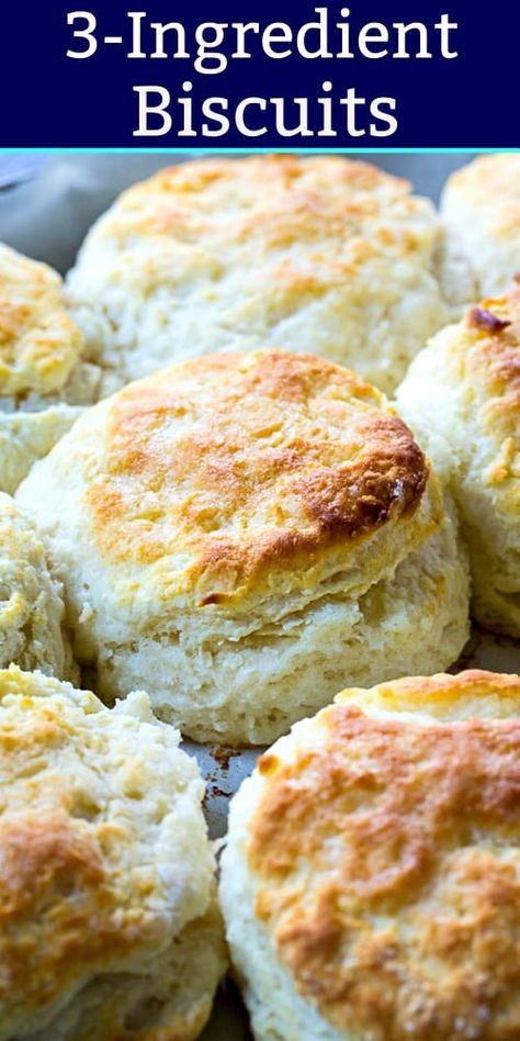 3-Ingredient Biscuits #southern #breakfast Home Made Biscuits Without Buttermilk, 3 Ingredient Buttermilk Biscuits, 3 Ingredient Bisquick Biscuits, 3 Ingredient Biscuits Recipes, Three Ingredient Biscuits, 3 Ingredient Biscuits, Biscuits Southern, Biscuit Recipes Dinner, Easy Homemade Biscuits