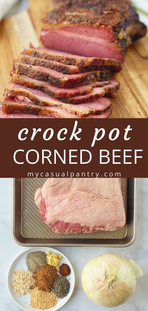 Crock Pot Corned Beef - a delicious St. Patrick's Day tradition, this is a fuss-free recipe for perfectly tender and flavorful corned beef every time. Irish Crock Pot Recipes, Beef Brisket Crock Pot, Irish Meals, Corned Beef Recipes Crock Pot, Brisket Crock Pot, Corned Beef Recipes Slow Cooker, Crock Pot Corn, Crock Pot Corned Beef, Whiskey Glaze