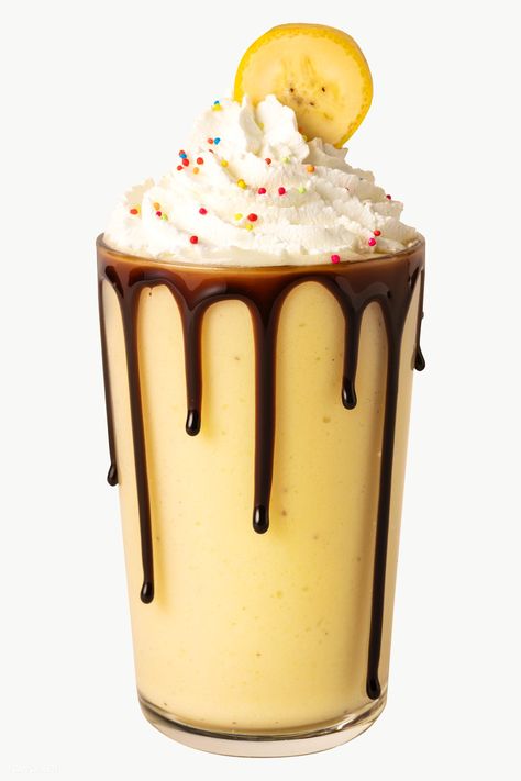 Banana Milkshake Aesthetic, Milkshake Png, Milkshake Aesthetic, Drawing List, Passion Fruit Smoothie, Yellow Desserts, Smoothie Banana, Images Of Chocolate, Christmas Ice Cream