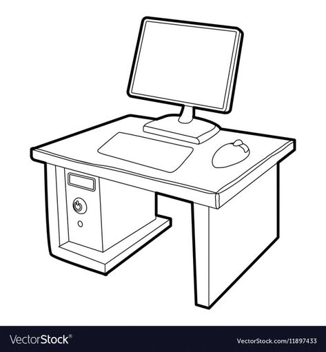 Table Drawing, Isometric Drawing, Gadgets Technology Awesome, Computer Table, Art Icon, Fashion Drawing, Line Art, Gadgets, Computer