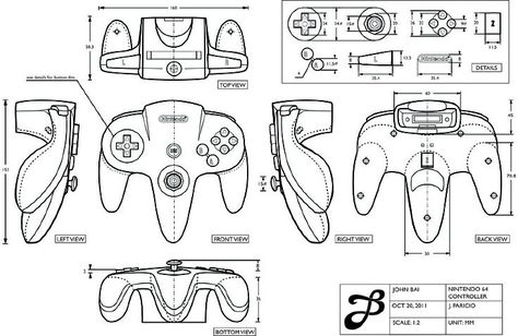 Orthogonal Drawing, Character Turnarounds, Arcade Ideas, 3d Drawing Techniques, Orthographic Drawing, 3d Monster, Monster Ideas, Nintendo Controller, Interesting Drawings