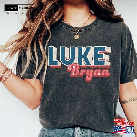 Retro American Luke Bryan Merch Country On Tour T-Shirt Gift For Fans Unisex Check more at https://statemyhome.com/product/retro-american-luke-bryan-merch-country-on-tour-t-shirt-gift-for-fans-unisex/ Country Graphic Tees, Luke Combs, Country Music Shirts, Fan Style, Music Tees, Luke Bryan, Tour T Shirts, Sweatshirt Hoodie, Sweater Hoodie