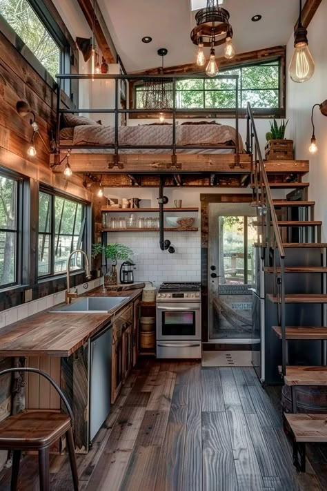 Tiny Loft, Cabin Tiny House, Tiny House Loft, Tiny House Layout, House Loft, Tiny House Inspiration, House Layout, Modern Tiny House, Loft House