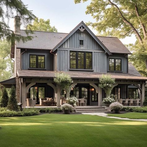 Pale Green House Exterior, Colored Farmhouse Exterior, Country Home Exterior Colors, Sage Green Farmhouse Exterior, Grey Green Exterior House Paint, Pale Oak Exterior House Color, Sage House Exterior, Brown Trim House Exterior, Sage Green Exterior House Colors