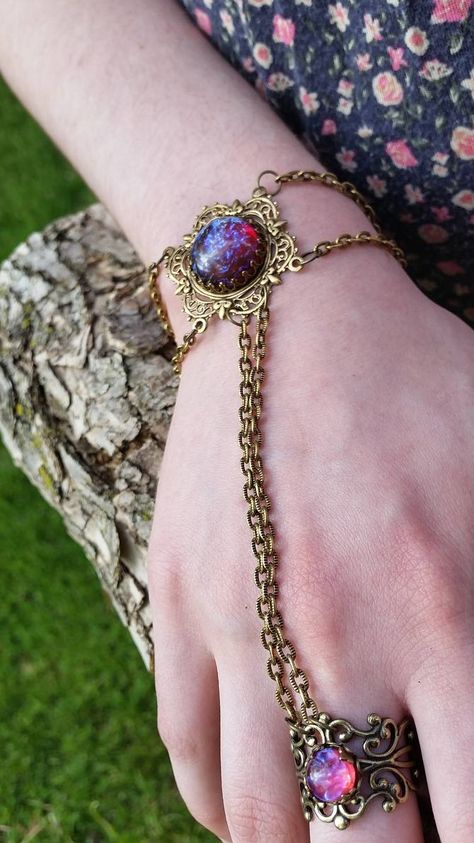 Gold Slave Bracelet Dragon's Fire by artistiquejewelry on DeviantArt Fantasy Bracelet Concept Art, Magic Bracelet Fantasy Art, Magical Bracelet, Fire Bracelet, Fantasy Bracelet, Bracelet With Ring, Fashion Souls, Dnd Homebrew, Fire Flames