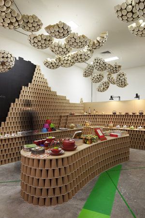 ReFab Diaries: Repurpose: Cupfuls of Potential... Australian Interior, Retail Interior Design, Australian Interior Design, Interior Design Awards, Retail Interior, Cardboard Furniture, The Ceiling, Booth Design, Retail Display