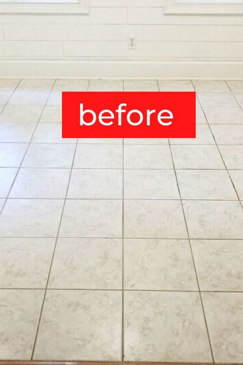 Update your old tile floors with this quick and simple floor upgrade idea. No need to retile old floors, with some paint and stencil you can give your room a fresh new update for cheap. Old Tile Floor Living Room, Redo Bathroom Floor Diy, Redo Floors Cheap Diy, New Floors On A Budget, Bathroom Floor Tile Update Diy, Paint Floor Tile, How To Update Old Kitchen Floor Tile, Diy Paint Ceramic Tile Floor, Paint Linoleum