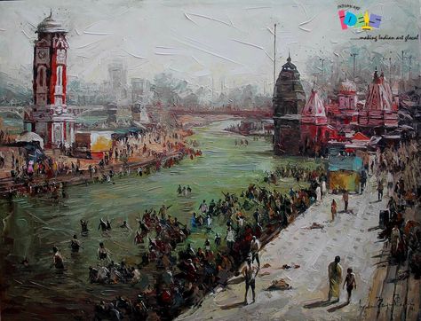 Enthralling #painting entitled "Haridwar" by Iruvan Karunakaran.  Discover more about his collection: http://goo.gl/29MoZp Haridwar, Indian Artist, Indian Paintings, Indian Art Paintings, Beautiful Nature Scenes, Art Drawings Simple, Nature Scenes, Indian Art, Watercolour Painting