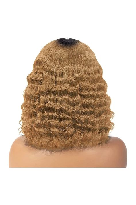 Qihang Brazilian Loose Wave Blonde Lace front Wig, Middle Part Human Hair Wigs For Black Women Short Bob Wig Pre Plucked Hairline (OT27#) Short Curly Human Hair Wigs, Wig Middle Part, Brazilian Loose Wave, Hair Wigs For Black Women, Blonde Lace Front Wigs, Curly Human Hair Wig, Short Bob Wigs, Middle Part, Middle Parts