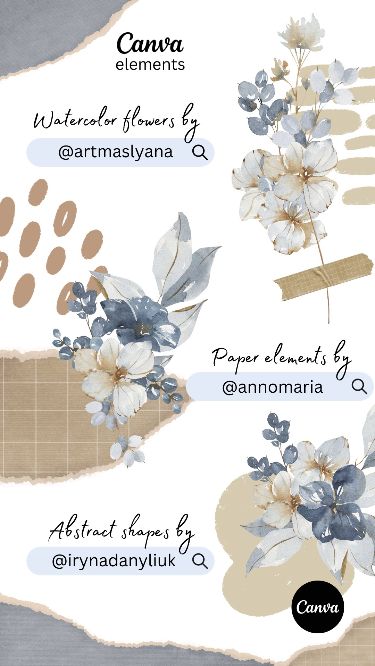 Canva Paper craft elements: watercolor flower Canva Free Elements, Alphabet Photos, Keyword Elements Canva, Canva Elements Keyword, Canvas Learning, Blog Graphics, Tape Art, Flower Bucket, Flowers Paper