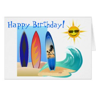 Surf Greeting Cards | Zazzle Birthday Card Pictures, For Birthday Card, First Birthday Party Favor, Ocean Theme Birthday, Birthday Pins, Beach Surfing, Surf Boards, Happy Birthday Brother, Birthday Cards For Boys