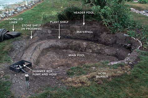 Pond Diy, Yard Fountain, Diy Ponds Backyard, Pond Construction, Backyard Ponds, Frog Pond, Garden Ponds, Garden Pond Design, Diy Pond