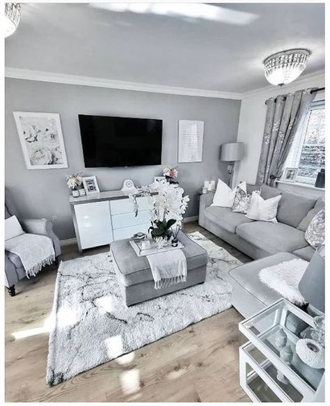 Grey Living Room Ideas, Gray Living Room Design, Grey Living Room, White Living Room Decor, Living Room Decor Gray, Glam Living Room, Living Room Decor Cozy, White Living Room, Living Room White