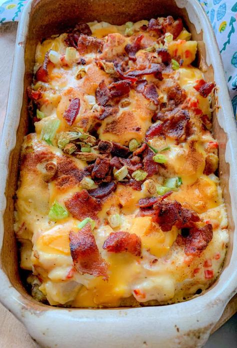 Hot Baked Potato Salad, Loaded Potato Casserole, Loaded Baked Potato Salad, Side Dish Ideas, Best Potato Recipes, Baked Potato Salad, Mashed Potato Casserole, German Potato, German Potatoes