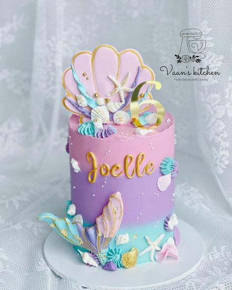 Mermaid 🧜‍♀️ Birthday Cake #birthdqaycakes #cupcakes #buttercreamcakes #fondantcakes #customcakes #handmadetopper #cakedecor #cakedesign #sydneycake #sydneycakes #vaanskitchen #spongecake #mermaidcake #mermaidcakes Under The Sea Birthday Cake Girl, Mermaid Mini Cake, Purple Mermaid Cake, Unicorn Mermaid Cake, Mermaid Cake Design, Mermaid Birthday Party Cake, Mermaid Party Cake, Mermaid Cake Ideas, Birthday Cake Mermaid