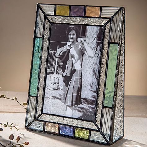 Photo Frame Table, Stained Glass Frames, Picture Frame Table, Turquoise Home Decor, Glass Picture Frame, Glass Photo Frames, Glass Picture Frames, Tabletop Picture Frames, 4x6 Picture Frames