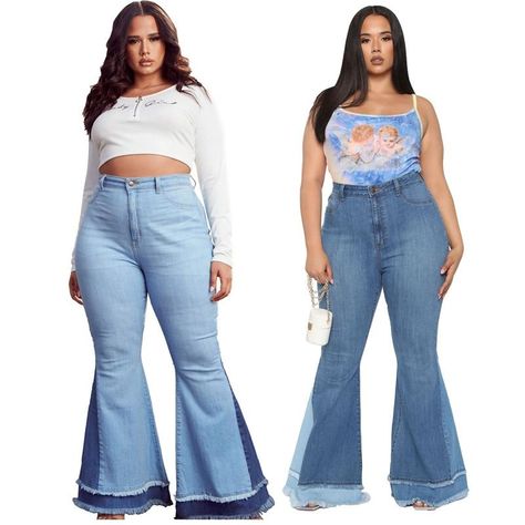 Vendor: PlusMotif.com Type: pants Price: 53.95 - 56.95 (10 variants) Plus Size High Waisted Flared Jeans Denim Bell Bottom Trousers... Visit website for full links coupons and special new deals. Wide Leg Denim Pants, Wide Leg Denim Jeans, High Waisted Flare Jeans, Fashion Bottoms, High Waisted Flares, Visit Website, Plus Size Womens Clothing, Jumpsuit Fashion, Bell Bottom