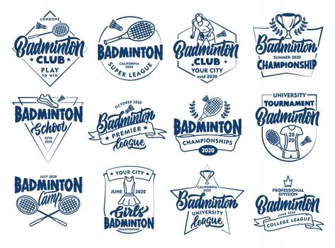 Vintage Badminton, Badminton Logo, Badminton Club, Badminton Racket, Logo Vintage, Lettering Logo, Letter Logo, Badminton, Set Vintage