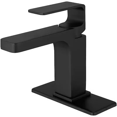 Bathroom faucets at Lowes.com: Search Results Bathroom Faucets Black, Modern Industrial Farmhouse, Dark Bathroom, Matte Black Faucet, Vanity Bar, Bathroom Faucets Waterfall, Black Faucet, Brass Sink, Single Handle Bathroom Faucet