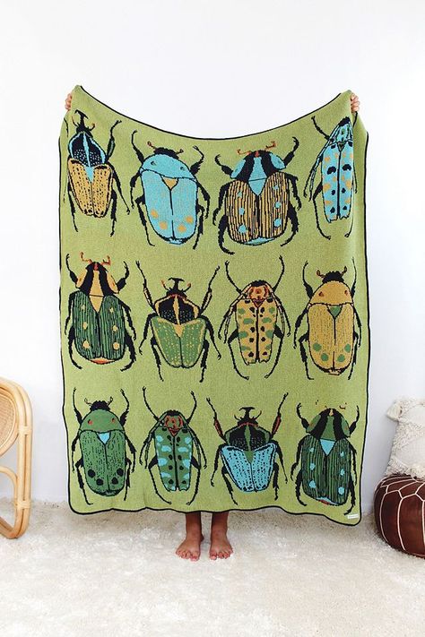 Beetle Print Throw | Urban Outfitters UK Summer Field, Green Ground, Living Room Photos, Home Apartment, Knit Throw, Colorful Home, Knit Throw Blanket, Artwork For Home, Studio Ideas