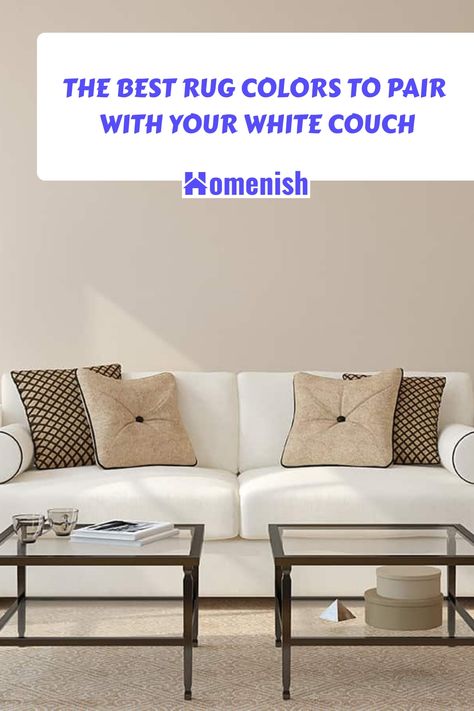 The quest for the perfect rug to match a white couch can be a delightful design challenge. We've compiled a list of eleven rug colors that promise to harmonize beautifully with your white sofa, adding warmth and texture to your room. White Couch With Rug, Rugs With White Couch, Couch Ideas, White Couch, White Sofa, White Couches, Dark Grey Rug, Wooden Wall Panels, Light Grey Rug