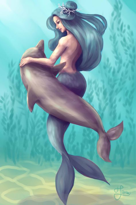 Dolphin friend Dolphin Mermaid Art, Dnd Mermaid, Mermaid And Dolphin, Mermaid Book, Dolphin Drawing, Mermaid Home, Mermaid Beautiful, Mermaid Cove, Fantasy Mythology