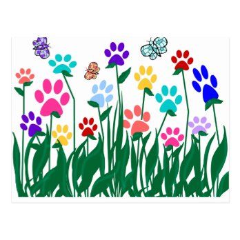 Create your own Flat Card | Zazzle.com Dog Paw Print Craft, Dog Cards Handmade, Dog Paw Print Art, Paw Print Crafts, Paw Print Art, Pet Paw Print, Flower Dog, Dog Garden, Puppy Art