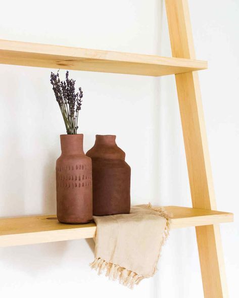 These terra-cotta vases have a warm and organic design. #marthastewart #decorideas #diydecor Terra Cotta Air Dry Clay, Terracotta Air Dry Clay, Terracotta Air Dry Clay Ideas, Clay Vase Diy, Vase Clay, Clay Vases, Terracotta Pottery, Clay Moulding, Diy Air Dry Clay